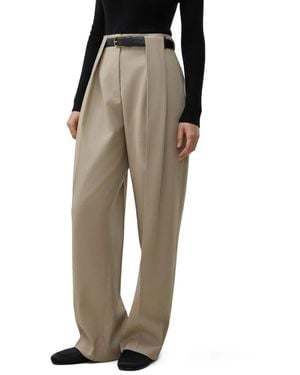 LILYSILK Box Pleated Silk-wool Trouser - Natural