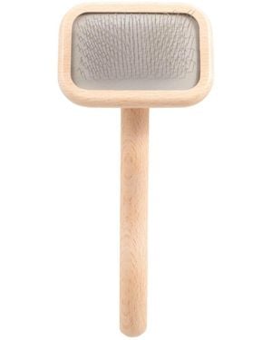 Aronkl Slicker Dog Brush Stainless Steel Pins Beechwood Handle Lightweight Groom Like Pro - White