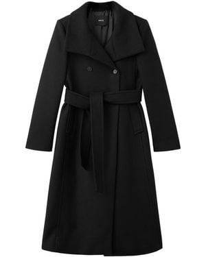 Mango Funnel Neck Wool-blend Lined Coat - Black