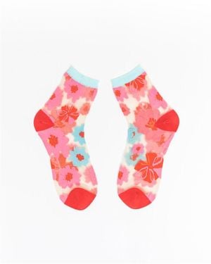 Sock Candy Ribbon Roses Sheer Sock - Pink