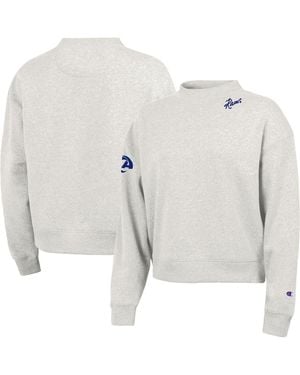 Champion Los Angeles Rams Triumph Fleece Mock Neck Tri-blend Sweatshirt - White