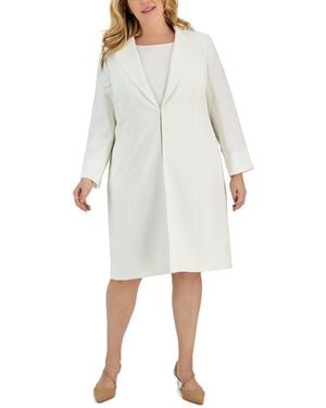 Le Suit Plus Size Topper Jacket & Sheath Dress Suit Set - Gray