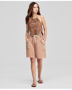 And Now This Cotton Drawstring Bermuda Shorts - Natural