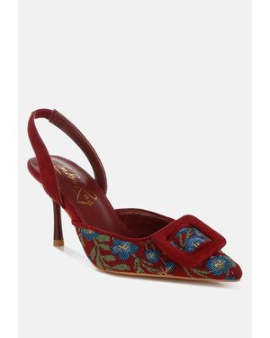 LONDON RAG Miraya Embroidered Buckle Detail Stiletto Heels