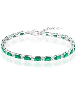 Simona Cut And Round Cz Tennis Bracelet - Green