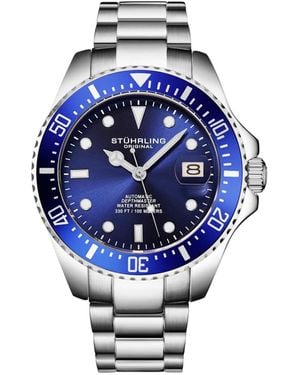 Stuhrling Japanese Seiko Nh35 Automatic Self Wind Movement Diver Watch - Blue