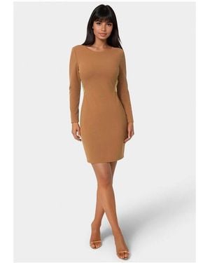 Bebe Long Sleeve Open Back Midi - White