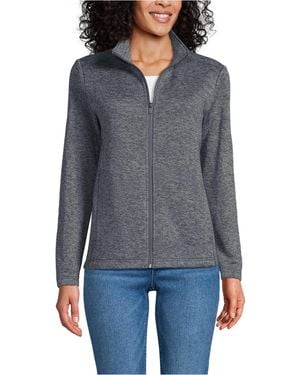 Lands' End Sweater Fleece Zip Front Jacket - Gray