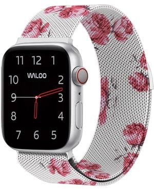 Waloo Floral Magnetic Mesh Replacement Band For Apple Watch - Pink