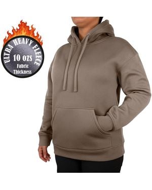 Galaxy By Harvic Blue Ice Loose Fit Super Heavyweight Fleece-lined Pullover Hoodie - Brown