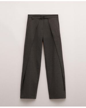 Mango Belt Pleated Pants - Gray