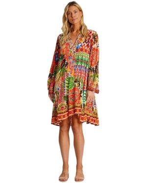 La Moda Clothing Knee-length Printed Dress - Red