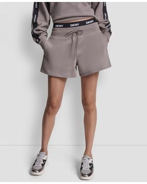 DKNY High-rise Logo Elastic Waist Shorts - Gray