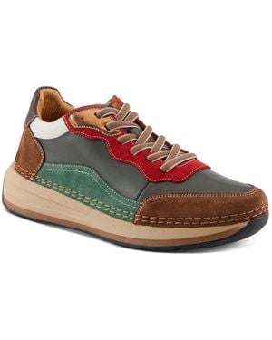 Spring Step Booker Retro Leather Sneakers - Brown