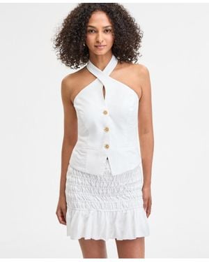 BarIII Button-front Halter Top - White