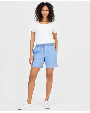 Style & Co. High Rise Pull-on Chambray Shorts - Blue