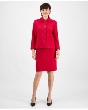 Le Suit Pencil Skirt Suit Set - Red