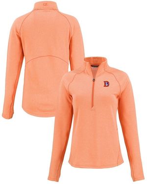 Cutter & Buck Denver Broncos Peshastin Eco Fleece Tri-blend Raglan Half-zip Jacket - Orange