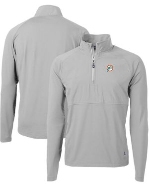 Cutter & Buck Miami Dolphins Adapt Eco Knit Hybrid Quarter-zip Throwback Pullover Sweatshirt - Gray