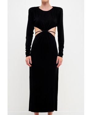 Grey Lab Crossed Open Back Long Jersey Dress - Black