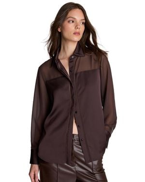 Kenneth Cole Long-sleeve Button Front Shirt - Brown