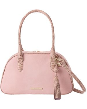 Brahmin Angie Double-zip Leather Medium Satchel Bag - Pink