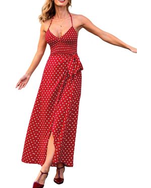 CUPSHE Honey Please Polka Dot Maxi Beach Dress - Red