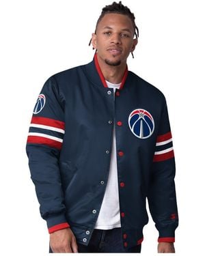 Starter Navy Washington Wizards Scout Varsity Satin Full-snap Jacket - Blue
