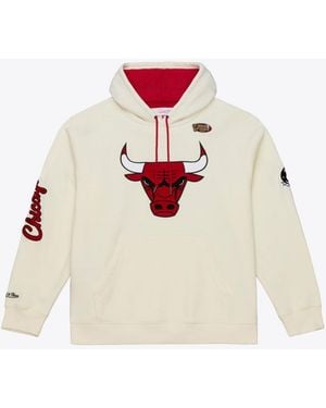 Mitchell & Ness Chicago Bulls Hardwood Classics Chainstitch Premium Fleece Hoodie - White