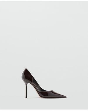 Mango Asymmetrical Patent Leather Court Shoes - White
