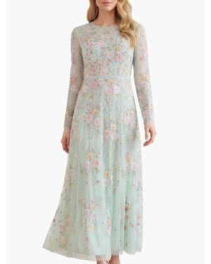 Needle & Thread Garden Rose Long Sleeve Maxi Gown - Gray