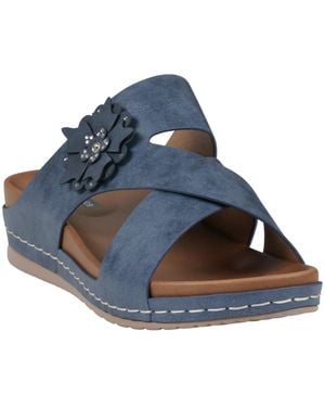 Gc Shoes Nessie Flower Wedge Sandals - Blue