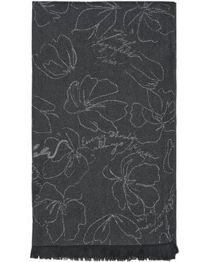 KARL LAGERFELD Floral Sketch Scarf - Gray