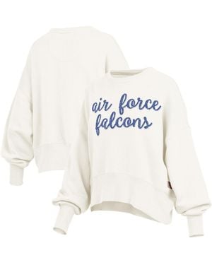 Pressbox Air Force Falcons Oversized Chelsea Waist Length Pullover Sweatshirt - White