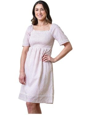 Hope & Henry Organic Bell Sleeve Smocked Dress - White