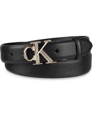 Calvin Klein Ck Monogram Buckle Skinny Belt - Black