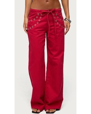 Edikted Kala Low-rise baggy Grommet Jeans - Red
