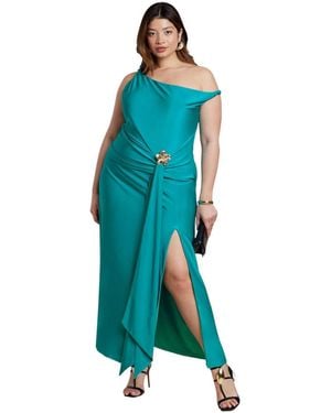 Eloquii Plus Size Boat Neck Maxi Dress - Blue