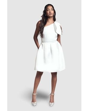 Coast One Shoulder Bow Bridal Mini Dress - White