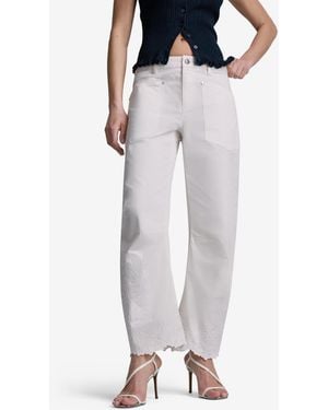 BCBGMAXAZRIA Embroidered Scallop-hem Wide-leg Jeans - White