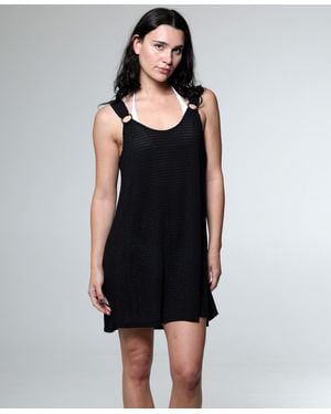 J Valdi Sleeveless Ring Tank Coverup Dress - Black