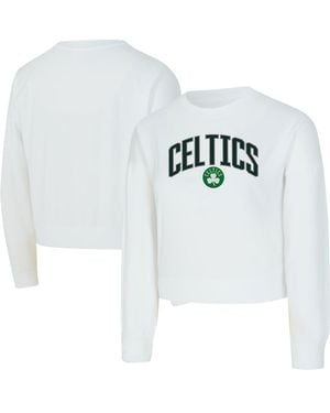 Concepts Sport Boston Celtics Laney Chenille Cropped Long Sleeve T-shirt - White