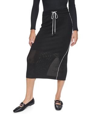 DKNY Pointelle Mesh A-line Pull-on Skirt - Black