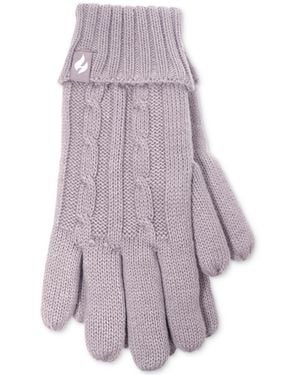 Heat Holders Amelia Solid Cable-knit Gloves - Purple