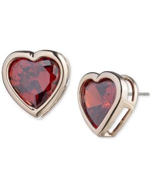 Givenchy Gold-tone Red Cubic Zirconia Heart Stud Earrings - Pink