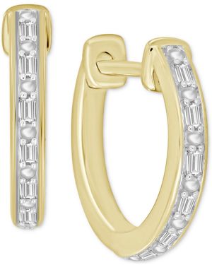 Macy's Diamond Baguette Small Hoop Earrings (1/20 Ct. T.w. - Metallic