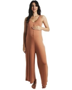 Everly Grey Maternity Luana Maternity/nursing Jumpsuit - White