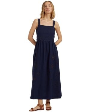Chinti & Parker Chinti And Parker Sienna Linen-blend Broderie Summer Dress - Blue
