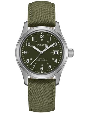 Hamilton Swiss Mechanical Khaki Field Canvas Strap Watch 38mm - Green