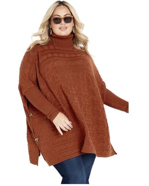 Avenue Bella Poncho Sweater - Brown